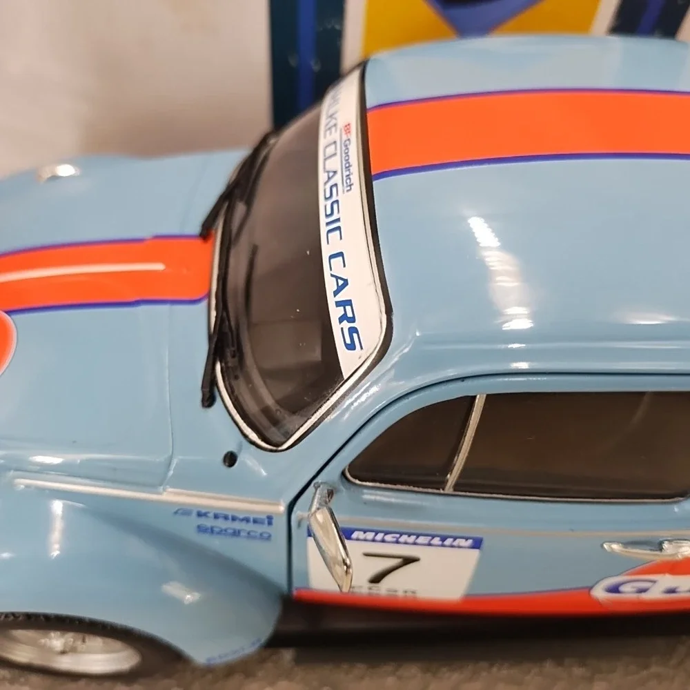 1:18 Solido Diecast Blue Volkswagen Beetle 1303 #7 GULF Rally Cold Balls 2019